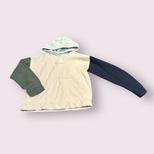 Youth Adidas Colorblock Logo Hoodie Neutral Light Blue Green Size L (14/16)